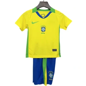 Kids Brazil Home Soccer Kits 2025