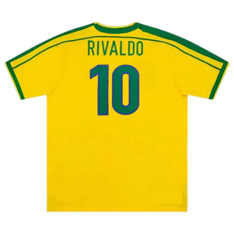 Brazil Nation Retro Ronaldo #9 Rivaldo #10 Cafu #2 Leonardo #18 R.carlos #6 Denilson #19 Jersey Home World Cup 1998 - 图片 23