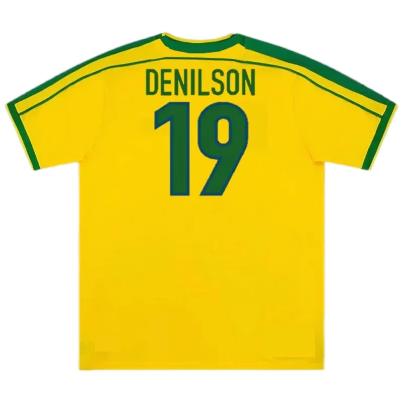 Brazil Nation Retro Ronaldo #9 Rivaldo #10 Cafu #2 Leonardo #18 R.carlos #6 Denilson #19 Jersey Home World Cup 1998 - 图片 20