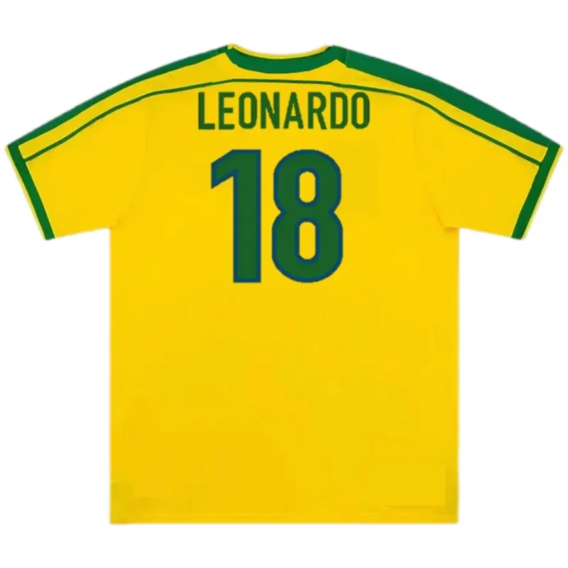 Brazil Nation Retro Ronaldo #9 Rivaldo #10 Cafu #2 Leonardo #18 R.carlos #6 Denilson #19 Jersey Home World Cup 1998 - 图片 19