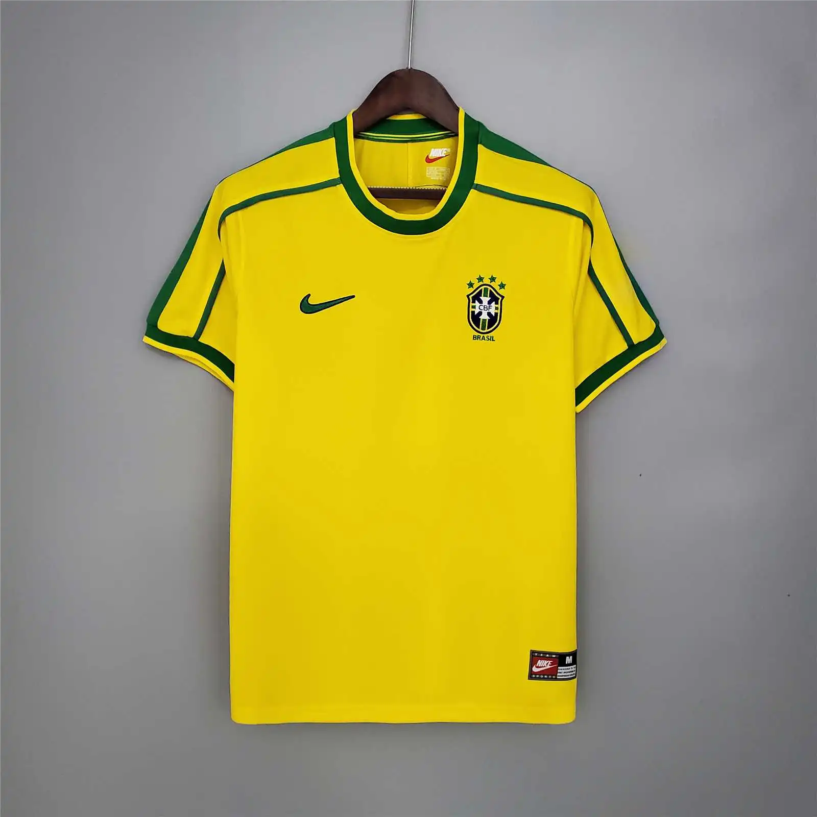Brazil Nation Retro Ronaldo #9 Rivaldo #10 Cafu #2 Leonardo #18 R.carlos #6 Denilson #19 Jersey Home World Cup 1998 - 图片 9