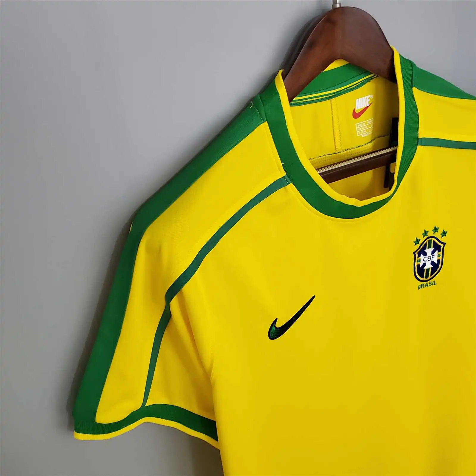 Brazil Nation Retro Ronaldo #9 Rivaldo #10 Cafu #2 Leonardo #18 R.carlos #6 Denilson #19 Jersey Home World Cup 1998 - 图片 3